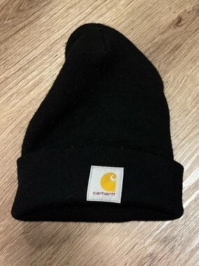 Carhartt Black Beanie with Yellow Logo Patch